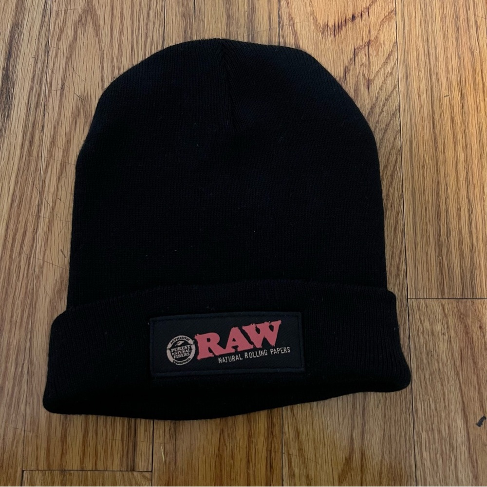 RAW Black Beanie Hat NWOT